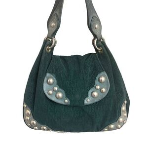 Moschino green hobo shoulder bag vintage embossed